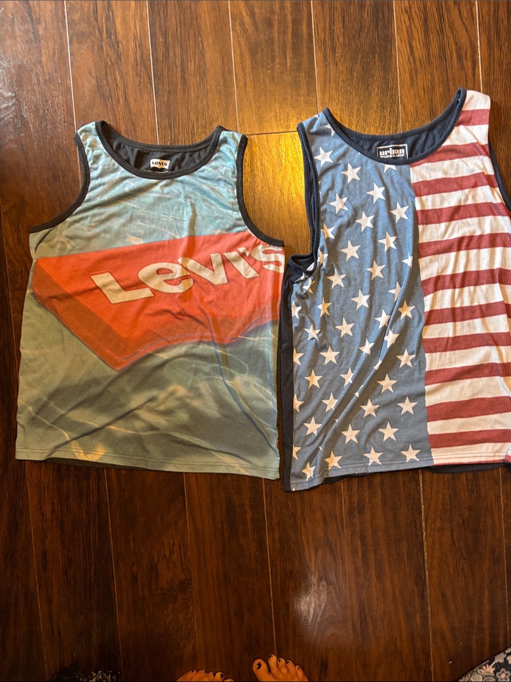 EUC Levi's Light Blue Tank Top with Red Logo white and blue